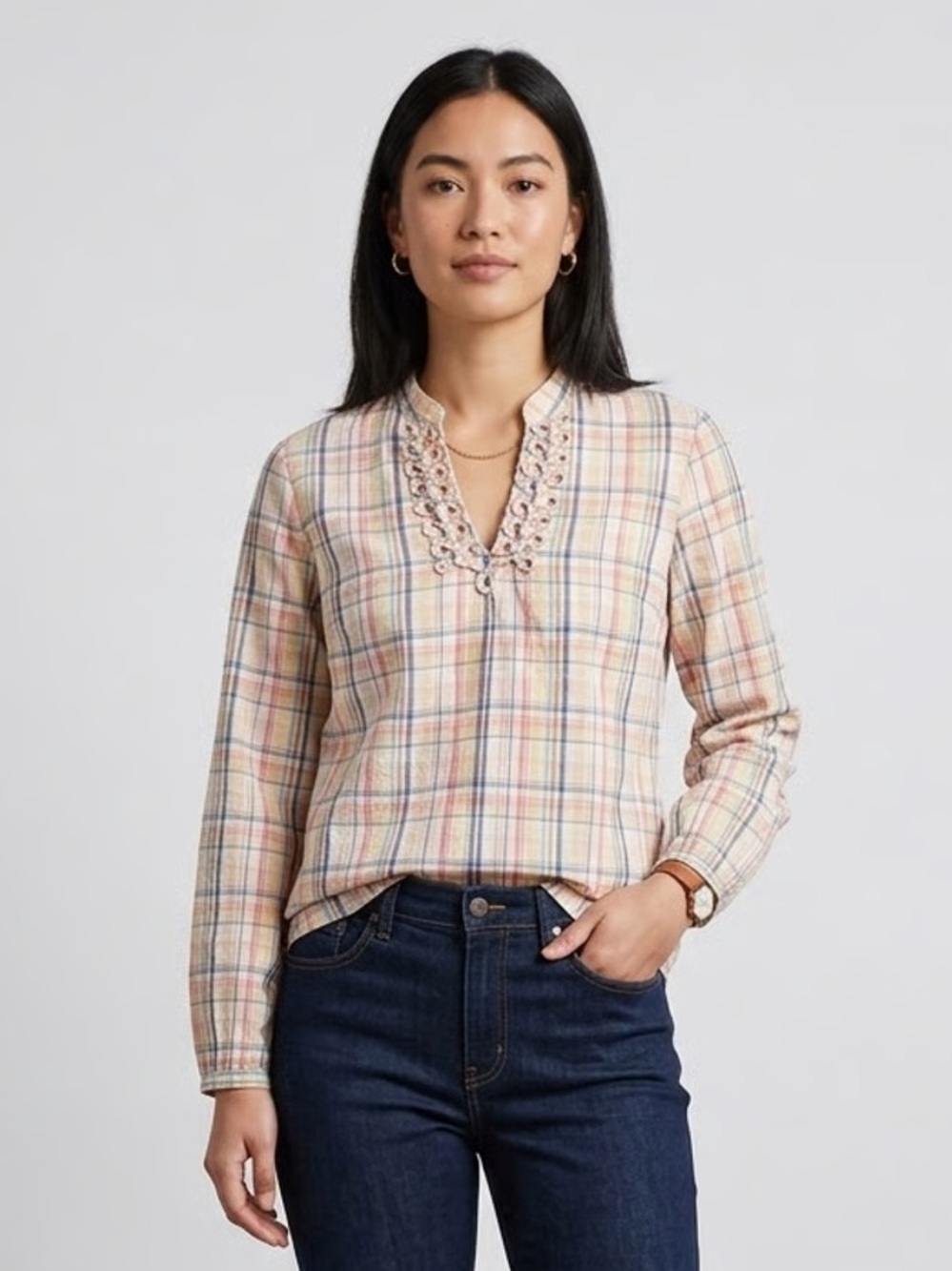 VINEYARD VINES | Pink Plaid Blouse Sz 4
